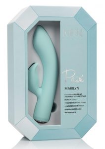 Jopen Pave Marilyn Silicone With Crystals Dual Motor Vibrator With Clitoral Stimulator USB Rechargeable Waterproof Blue 7.25 Inch