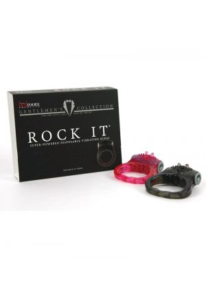 Bedroom Products Gentlemen`s Collection Rock It Super Powered Disposible Vibrating Rings 2 Per Box Black And Red