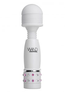 Wand Essentials Charmed Petite Wand Flexi- Neck Mini Massager White With Crystals 4 Inch