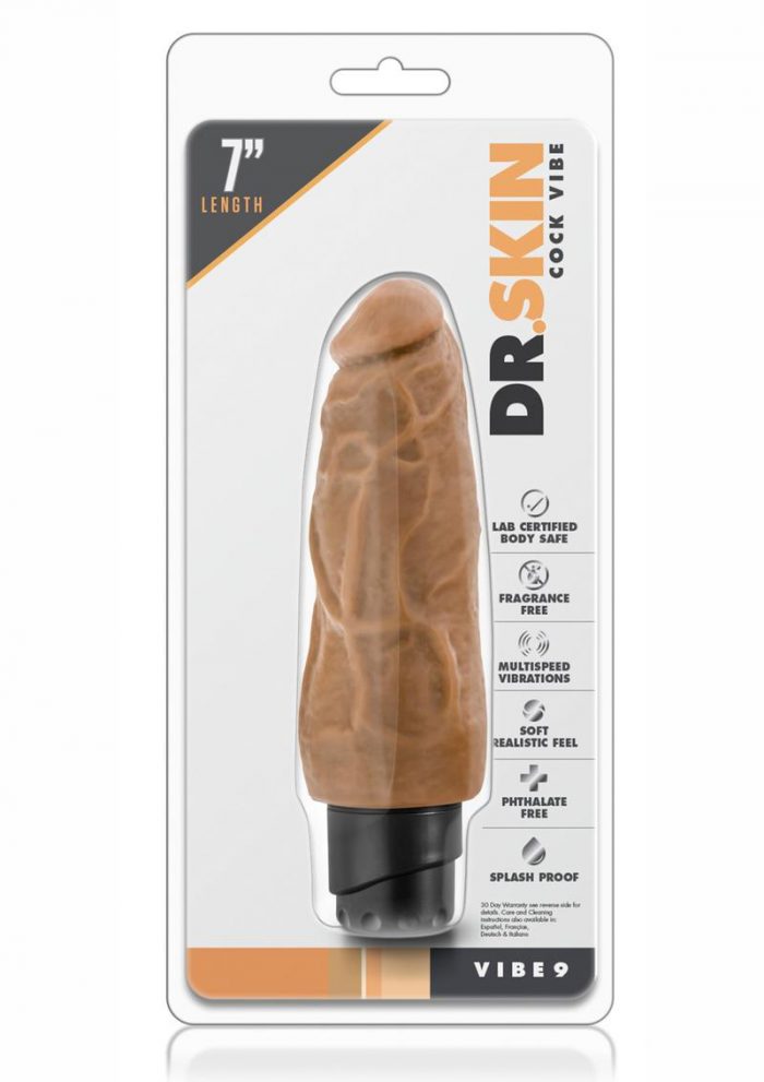 Dr. Skin Cock Vibe 09 Realistic Vibrator Showerproof Mocha 7.5 Inch