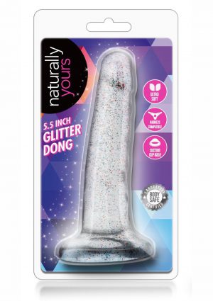 Naturally Yours Glitter Dong Clear 5.5 Inch