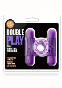 Play With Me Double Play Dual Vibrating Cock Ring Waterproof Purple
