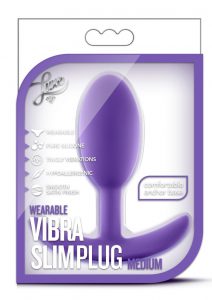 Luxe Wearable Vibra Slim Plug Silicone Medium Purple 4 Inches