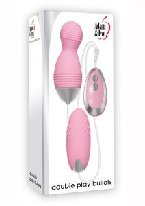 Adam And Eve Double Play Bullets Dual Vibrating With Wired Remote Pink 3.75 Inches