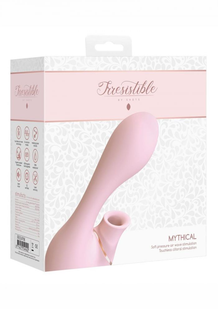 Irresistible Mythical Soft Pressure Air Wave Touchless Clitoral Stimulation Silicone USB Magnetic Charge Dual Vibe Waterproof Pink