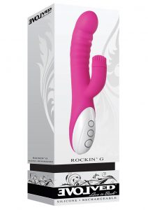 Rockin` G Silicone USB Rechargeable Come Hither Motion With Spinning Clitoral Stimulator Waterproof Pink 8.77 Inch