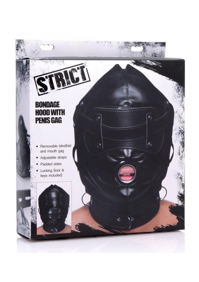 Strict Bondage Hood W/penis Gag Masks Bondage and Fetish