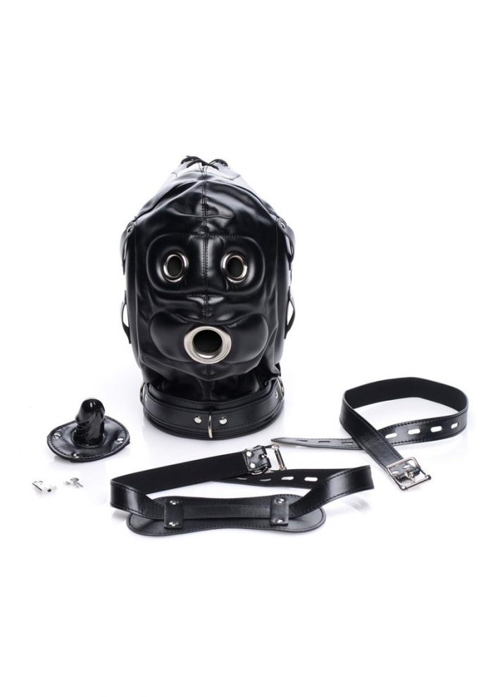 Strict Bondage Hood W/penis Gag Masks Bondage and Fetish