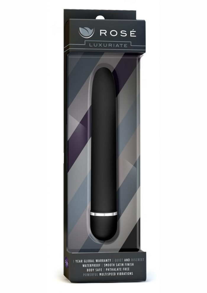 Rose Luxuriate Vibrator Splashproof Black 7 Inches