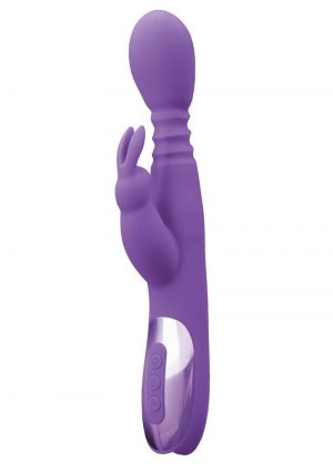 Inya Rechargeable Revolve Thrusting Rotating Multispeed Vibrator with Clitoral Stimulation Silicone Purple