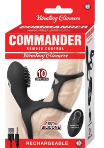 Commander Remote Control Vibrating Climaxer Silicone USB Rechargeable Clit Stimulating Cock Cage Waterproof Black 2.5 Inches