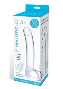 Glas Realistic Curved Glass G Spot Dildo 7 Inches Clear