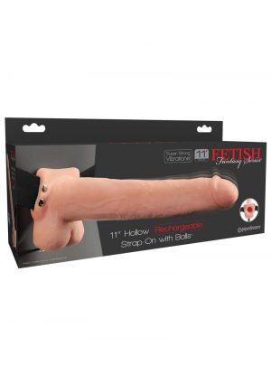 Fetish Fantasy Hollow Rechargeable Strap-On With Balls Flesh 11 Inches