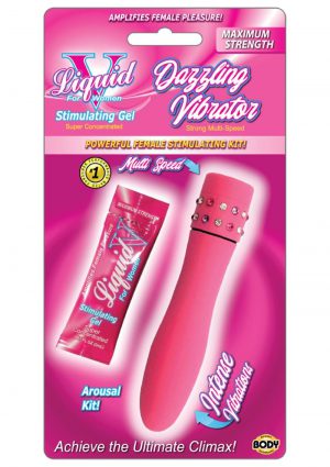 Liquid V Dazzling Vibrator Kit Pink