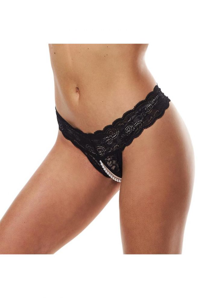 Sk Lace and Pearls Crotchless Thong M/l