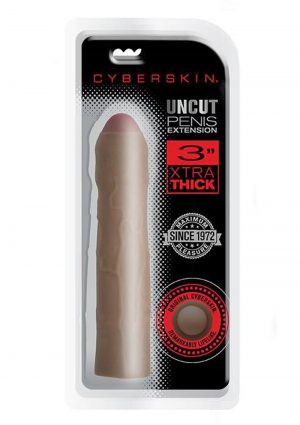 CyberSkin Xtra Thick Uncut Transformer Penis Extender 3in - Chocolate