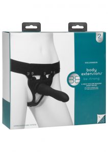 Body Extensions Be Strong Silicone Strap-On Harness with Hollow Slim Dildo 7.5in (2 Piece Kit) - Black