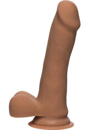 The D Slim D Ultraskyn Dildo with Balls 6.5in - Caramel