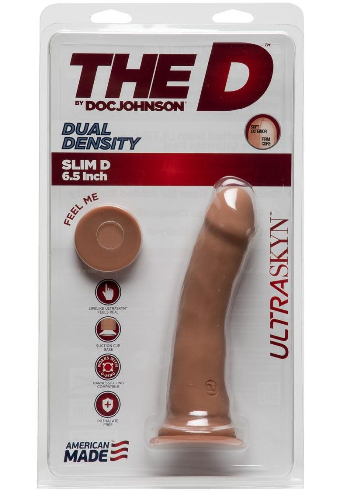 The D Slim D Ultraskyn Dildo 6in - Caramel