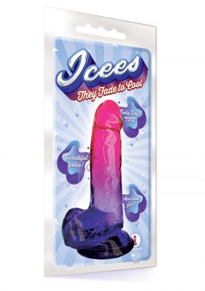 Shades Gradient 8 Inch Realistic Jelly Dong Non Vibrating Harness Compatible Pink/Purple