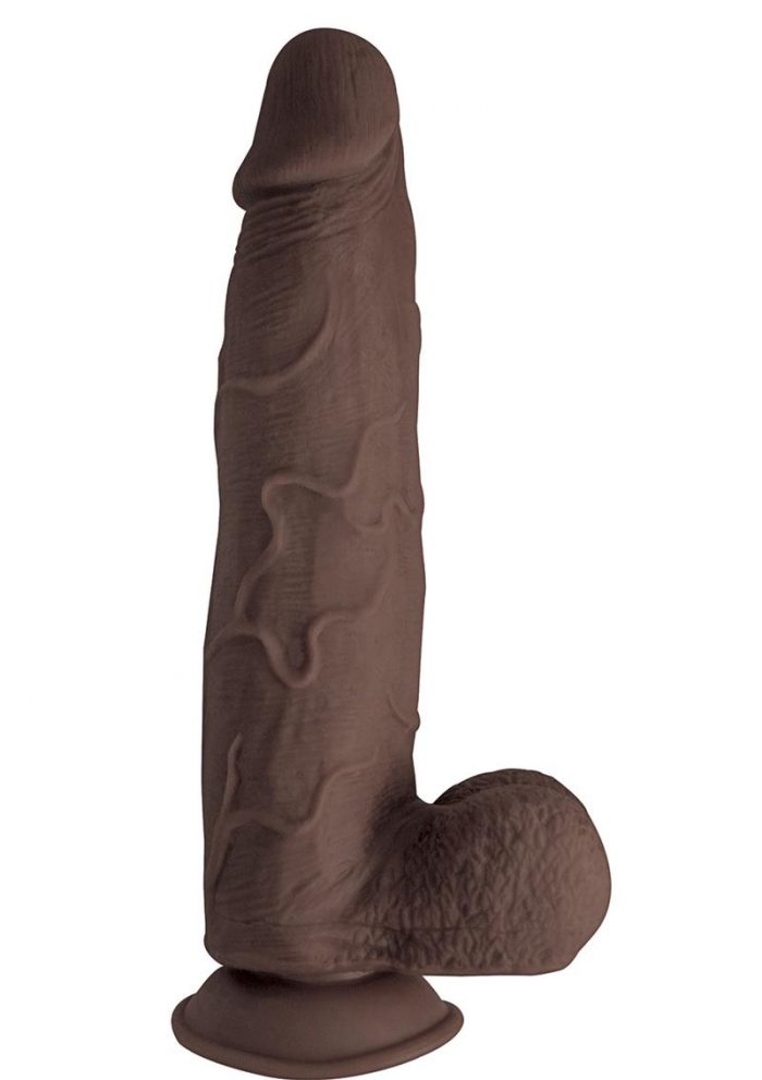 Realcocks Dual Layered #9  Bendable Realistic Dong Waterproof 9 Inches  Dark Brown