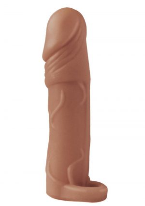 Natural Realskin Vibrating  Xtender With Scrotum ring Brown