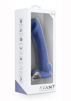 Avant D10 Ergo Mini Silicone Dildo With Suction Cup 6.5in - Indigo
