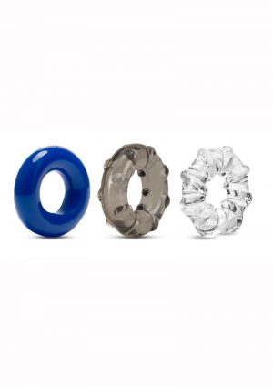 Stay Hard Triple Stretch Cock Rings (3 Pack) - Multiple Colors