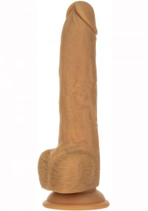 Naked Addiction Silicone Rechargeable Thrusting Dildo 9in - Caramel