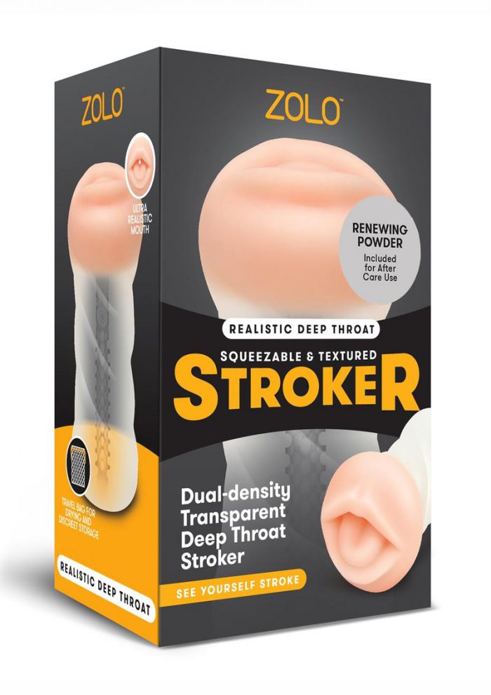 Zolo Squeezable and Textured Realistic Deep Throat Male Masturbator Non Vibrating Flesh