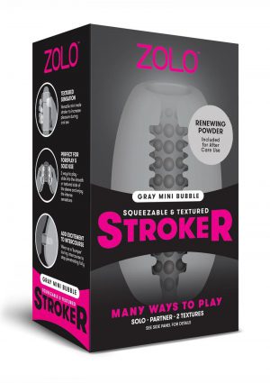 Zolo Squeezable and Textured Mini Bubble Male Masturbator Non Vibrating Gray