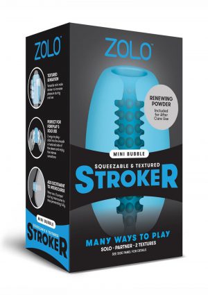 Zolo Squeezable and Textured Mini Bubble Male Masturbator Non Vibrating Blue