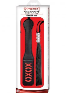 Dominant Submissive Collection XOXO Paddle and Whip - Black/Red