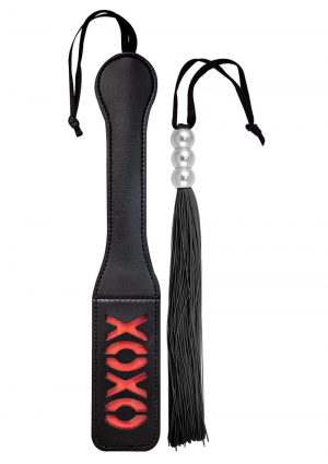 Dominant Submissive Collection XOXO Paddle and Whip - Black/Red