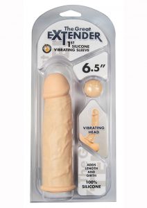 The Great Extender Silicone Vibrating Penis Sleeve 6.5in - Vanilla