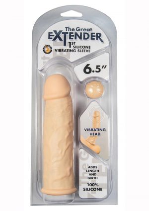 The Great Extender Silicone Vibrating Penis Sleeve 6.5in - Vanilla