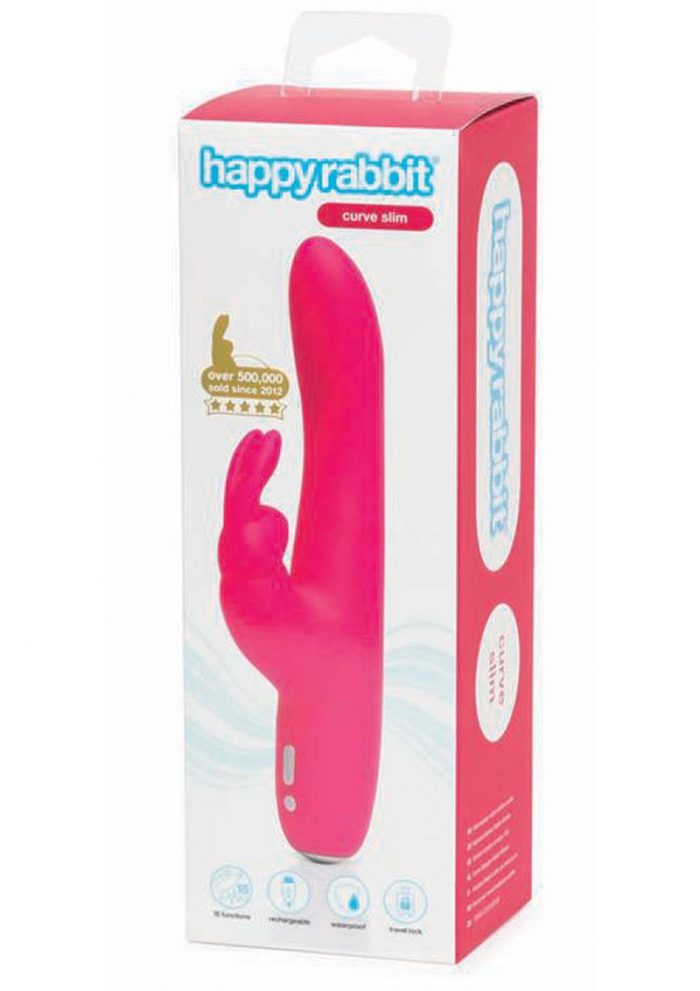 Happy Rabbit Slimline Curve Silicone Rabbit Vibrator - Pink