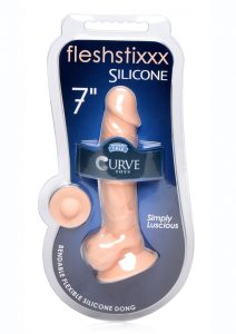 Fleshstixxx Silicone Bendable Dong With Balls 7 in - Vanilla
