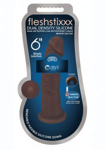 Fleshstixxx Dual Density Silicone Bendable Dong 8 in - Chocolate