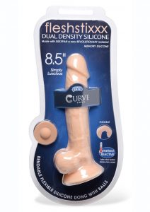 FlexhStixxx Dual Density Silicone Bendable Dong With Balls 8.5 in - Vanilla