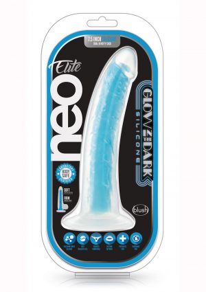 Neo Elite Gitd Dd Cock W/suc 7.5 Blu