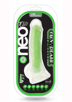 Neo Elite Gitd Dd Cock W/balls 7.5 Grn