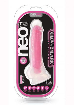 Neo Elite Gitd Dd Cock W/balls 7.5 Pnk