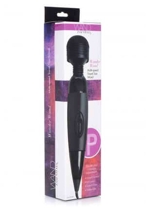 Wand Essentials Wander Wand Vibrating Multi-Speed Travel Size Wand - Black **Special Order**