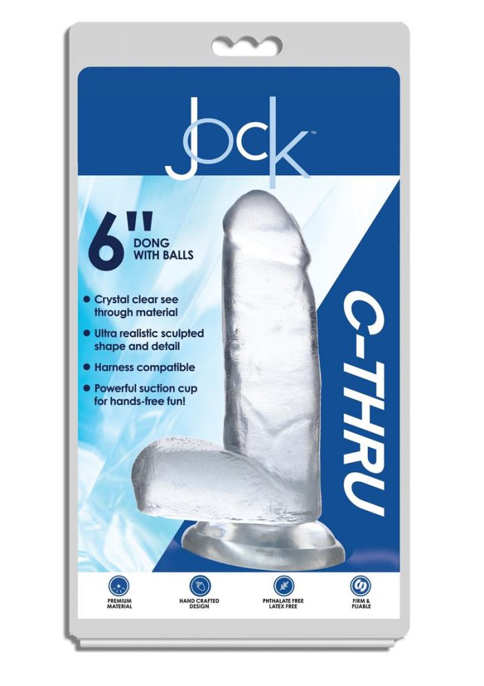 Jock C-Thru Realistic Dong With Balls 6 in - Clear