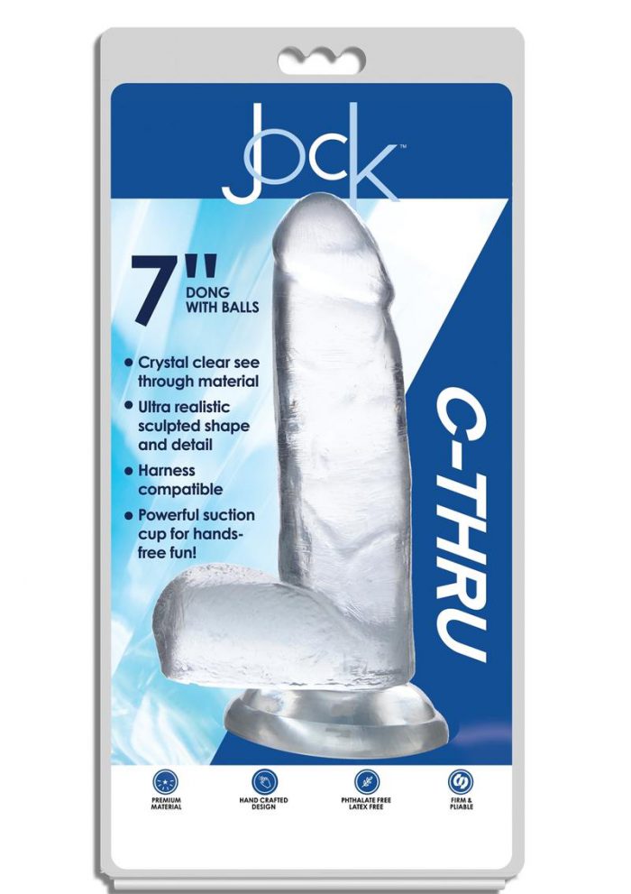Jock C-Thru Realistic Dong With Balls 7 in - Clear