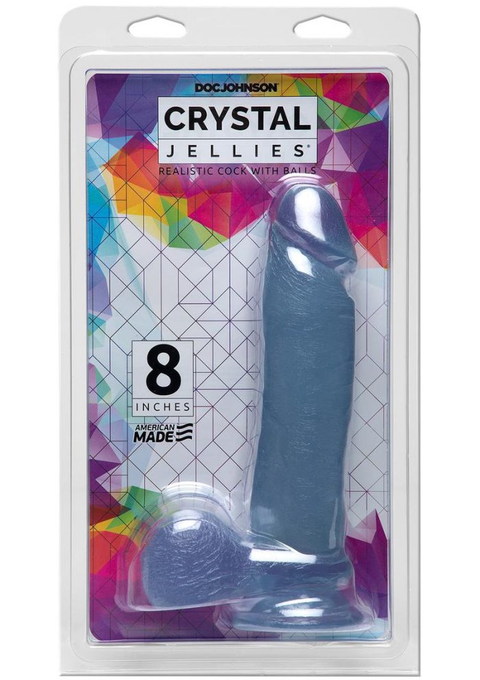 Crytal Jellies Dildo With Balls 8in - Clear
