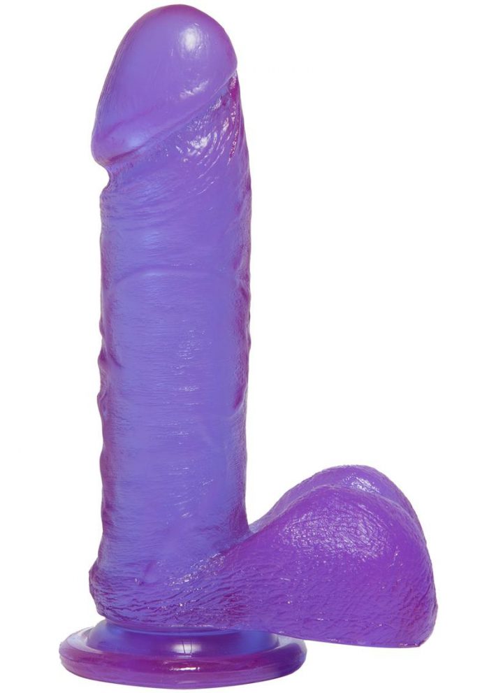 Crystal Jellies Dildo With Balls 7in - Purple