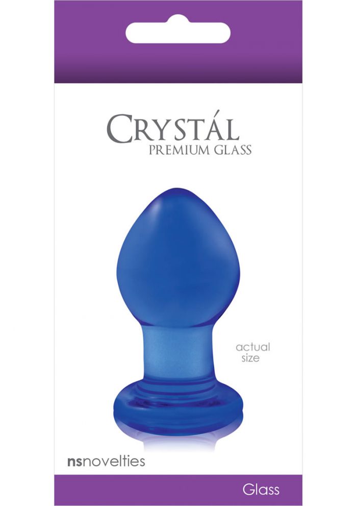 Crystal Premium Glass Butt Plug - Small - Blue