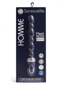 Sensuelle Homme Flexii Beads Silicone Rechargeable Probe - Navy Blue/Silver